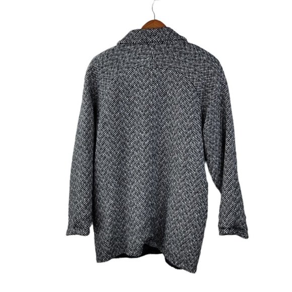 Vintage Reversible Coat size Large Light/Dark Academia Tweed Wool Silk grey - Picture 3 of 8